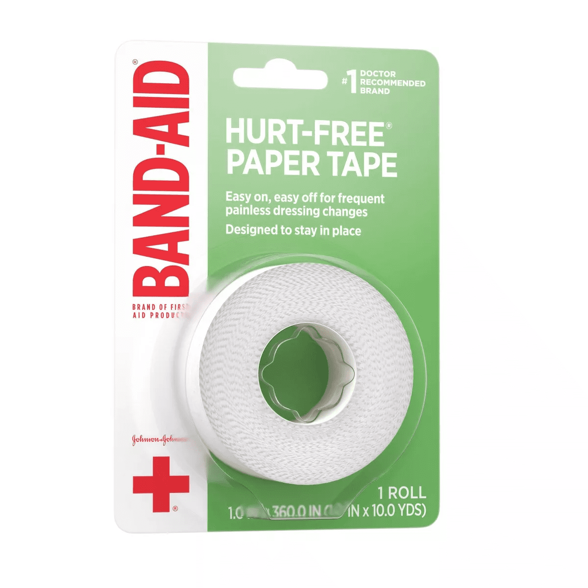 Johnson & Johnson Band-Aid Brand First Aid Hurt-Free Medical Paper Tape - 1In X 10 Yd - Image 14