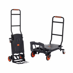 Aluminum Hand Truck, 2-In-1 Design, 300 Lbs. Load Capacity, Heavy-Duty Industrial Convertible Folding Truck and Dolly