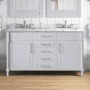 Aberdeen 60 In. Double Sink Dove Gray Bath Vanity with Carrara Marble Top (Assembled)