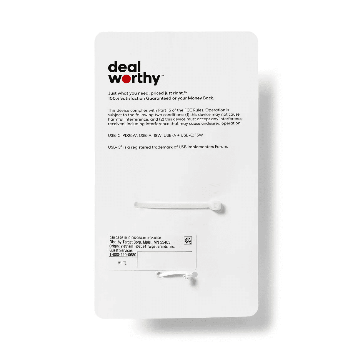 Dual Port 25W USB-A and USB-C Wall Charger - Dealworthy™ White: Quick Charge, Surge Protection - Image 3