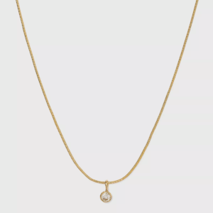 14K Gold Plated Cubic Zirconia Herringbone Bezel Chain Necklace - a New Day™: Nickel-Free, 16" with 3" Extender