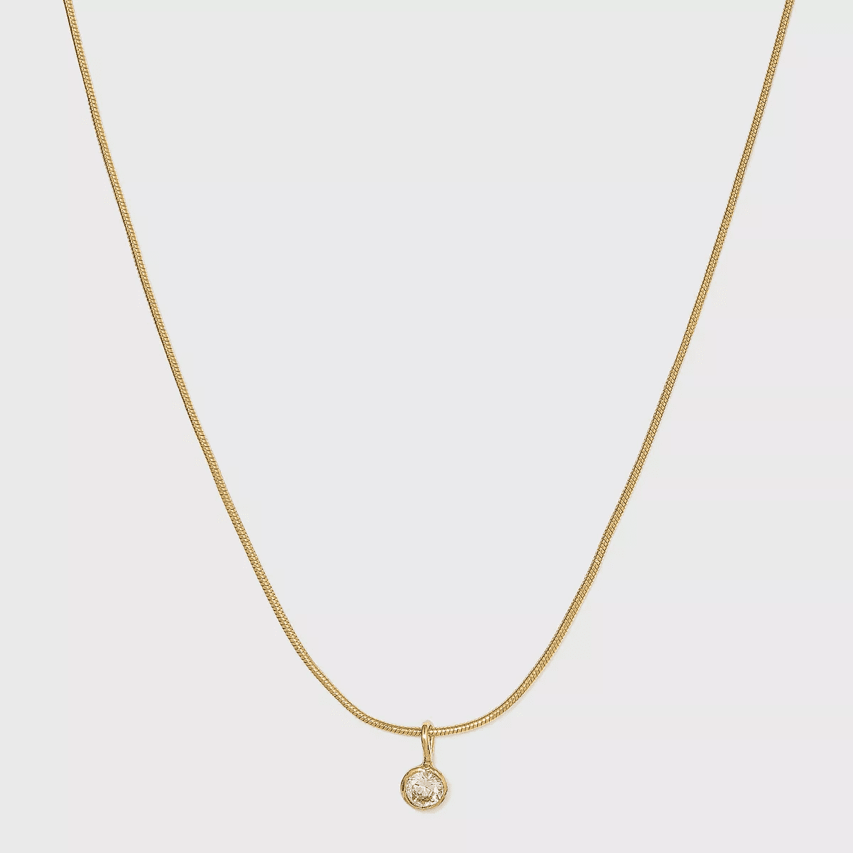 14K Gold Plated Cubic Zirconia Herringbone Bezel Chain Necklace - a New Day™: Nickel-Free, 16" with 3" Extender