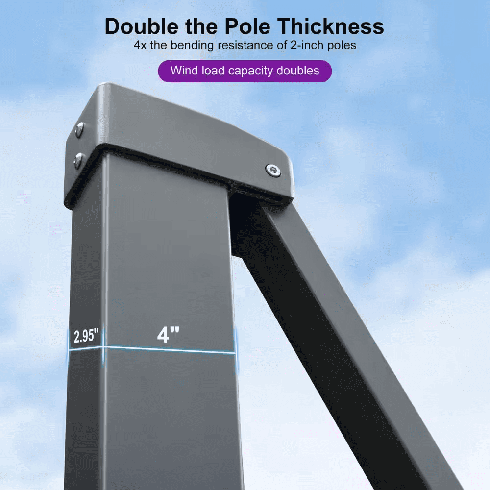 10 Ft. Square Large Outdoor Aluminum Cantilever 360-Degree Rotation Patio Umbrella with Base, Beige - Image 4