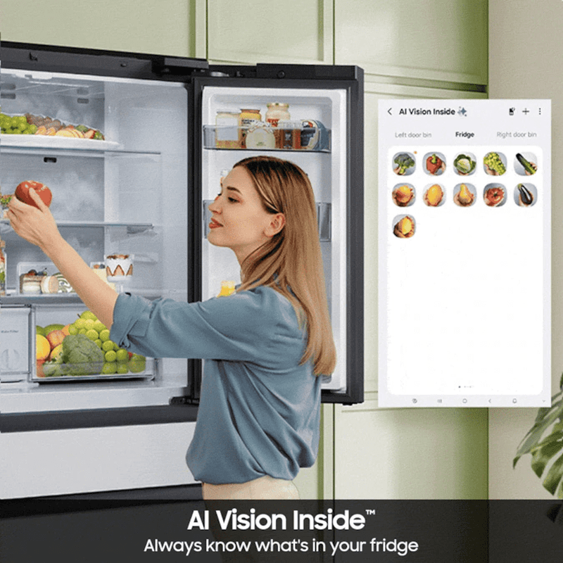 Bespoke Standard-Depth Family Hub 29-Cu Ft 4 -Door 36-In Wide Smart Compatible French Door Refrigerator with Dual Ice Maker with Water Dispenser ( Charcoal Glass Top with Stainless Steel Bottom Panels ) ENERGY STAR Certified - Image 5