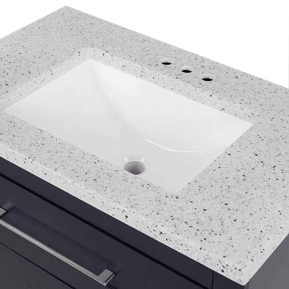 Clady 31 In. Single Sink Deep Blue Bath Vanity with Silver Ash Cultured Marble Top (Assembled) - Image 13