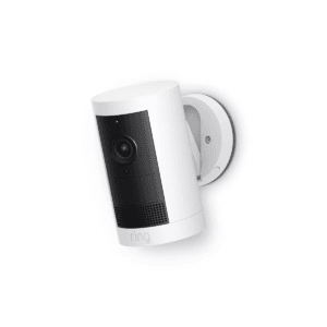 Ring Outdoor Cam plus Battery 2K Video with Low-Light Vision and Flexible Mounting - White