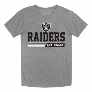 NFL Las Vegas Raiders Boys' Gray Heather Short Sleeve Poly T-Shirt
