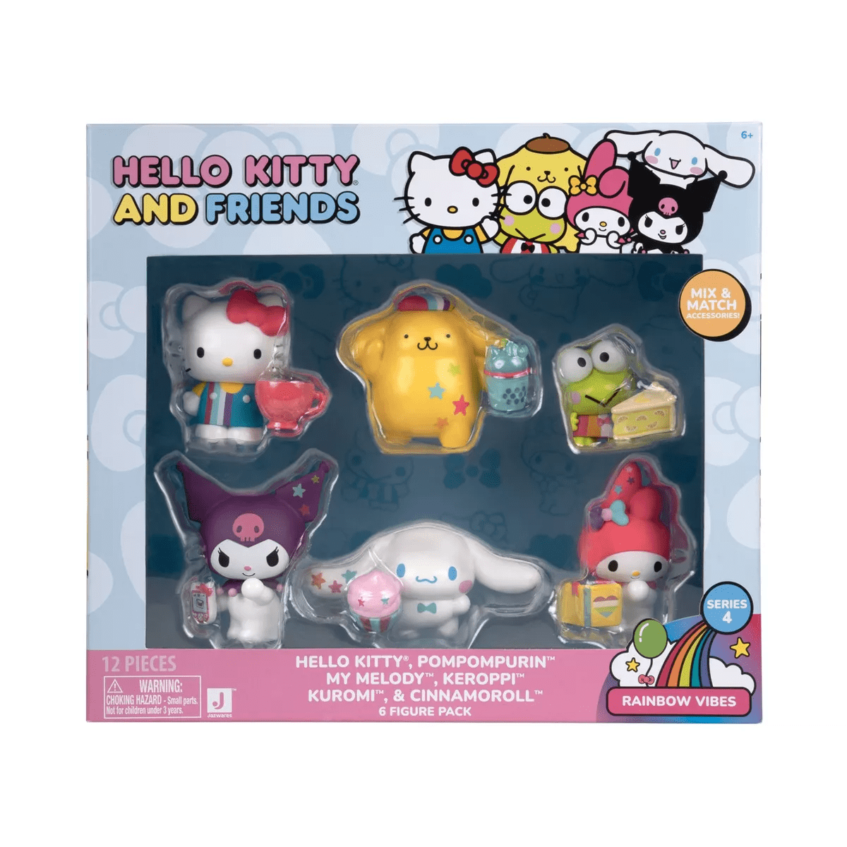Hello Kitty 6" Retro Rainbow Mini Figure: 6 Plastic Figures Set for Collection - Image 2