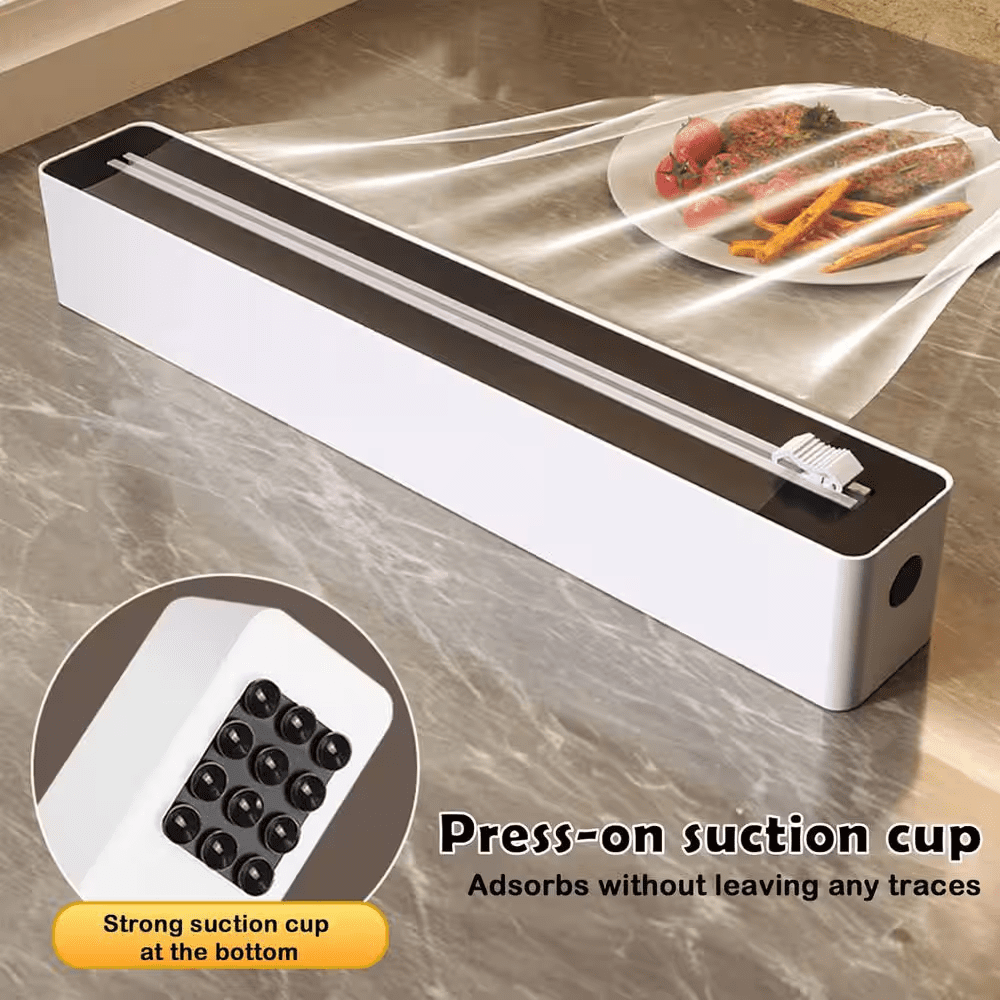 Multi-Purpose Wrap Dispenser with Cutter Fits 11.8 Wide 100 Ft. Long Duty Aluminum Foil Plastic Wrap Organizer Black - Image 4