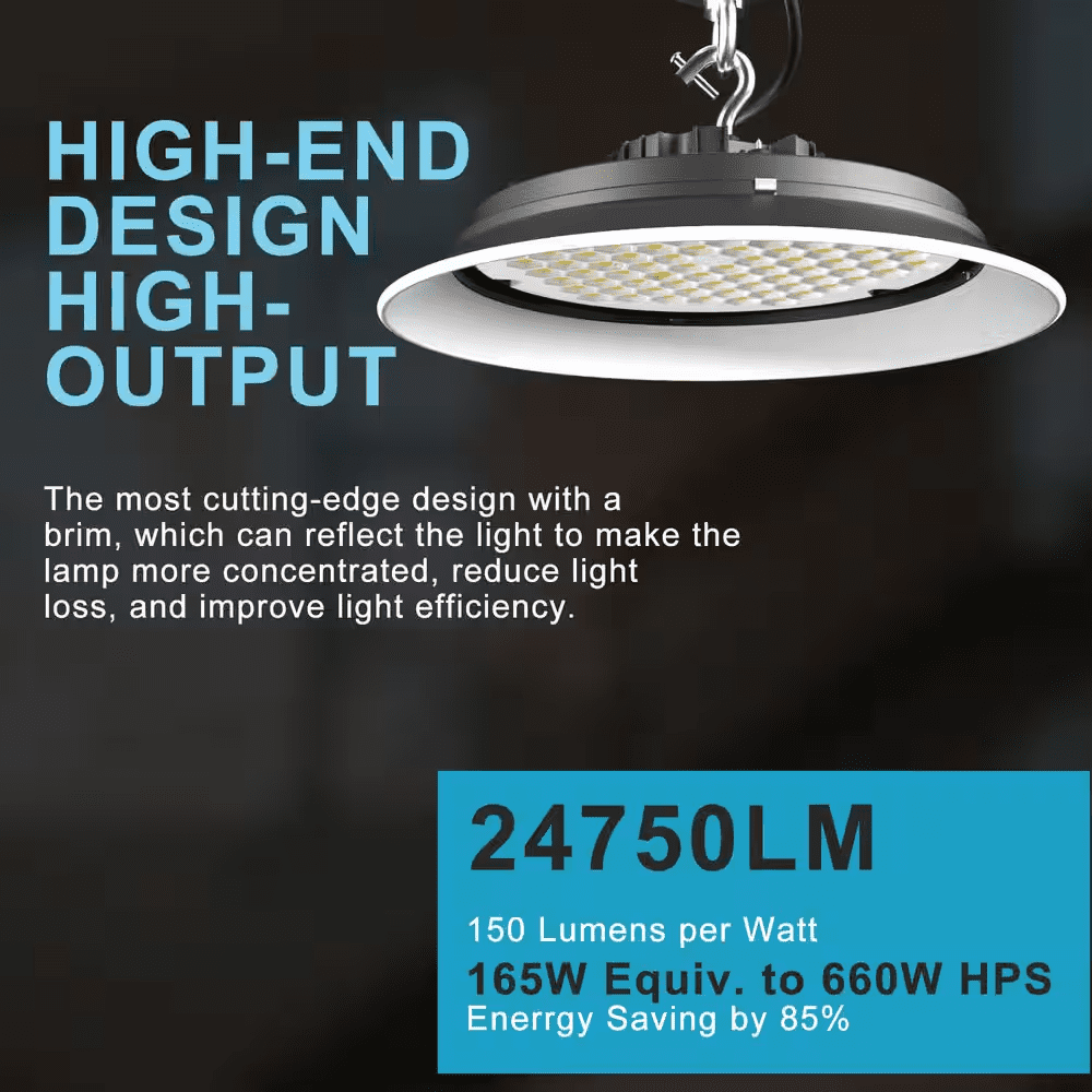 8Pack of 165W LED High Bay Light 24750LM High Bay LED Shop Lights AC100-277V Commercial Bay Lighting for Warehouse - Image 3