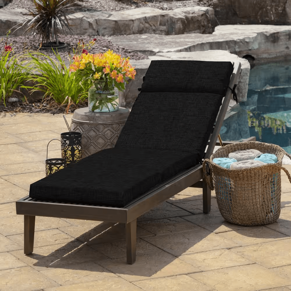 21 In. X 72 In. Outdoor Chaise Lounge Cushion in Black Leala - Image 7
