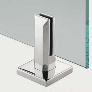 3.8 In. X 3.8 In. X 6.3 In. Chrome Stainless Steel Square Baseplate Glass Railing Spigot for 1/2 In. Glass Thickness