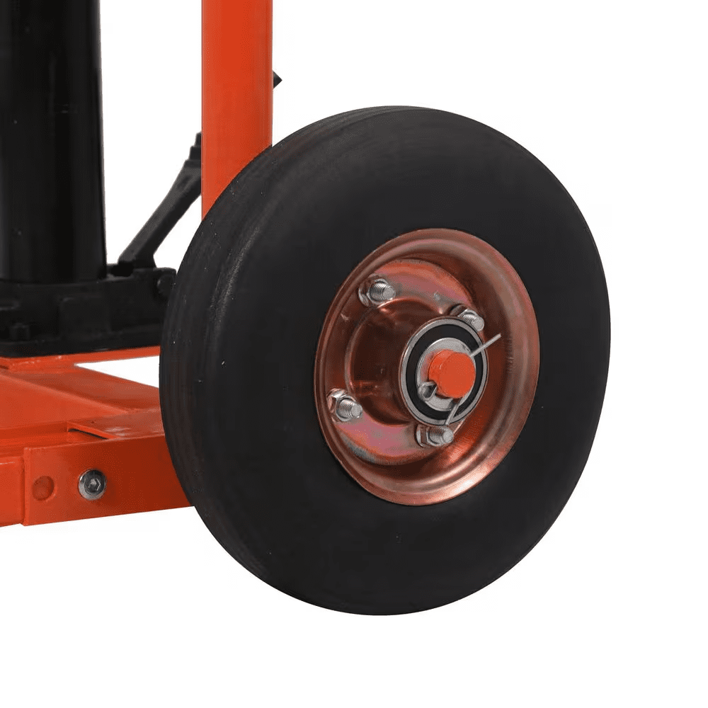 Orange 440 Lbs. Hand Stacker with 35.8 In. Max Lift Adjustable Forks and Fixed Legs Mini Manual Lift Pallet Stacker - Image 7