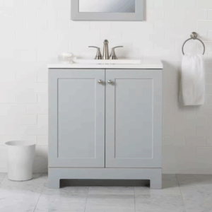 31 In. Single Sink Pearl Gray Bath Vanity with White Cultured Marble Top (Assembled)