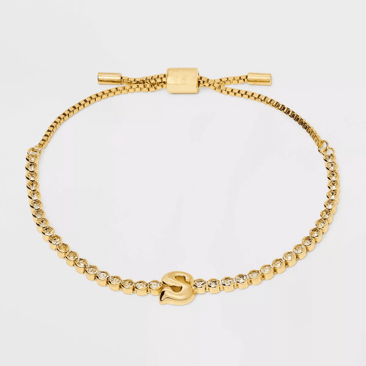 SUGARFIX by Baublebar Crystal Initial Chain Bracelet - Gold - Image 10