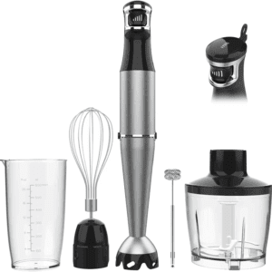 Immersion Blender Handheld Corded Hand Blenders Set 1100W,Trigger Variable Speed 5 in 1 Stick Emulsifier with Chopper,Whisk and Frother for Kitchen