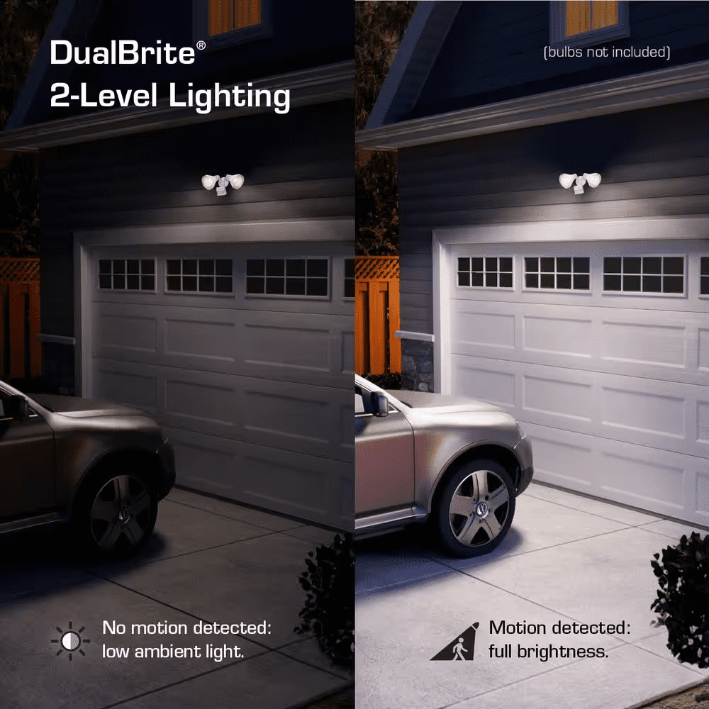 PAR 180° White Motion Sensing Security Light Wired Outdoor 2-Head Dusk-To-Dawn Flood Light - Image 7