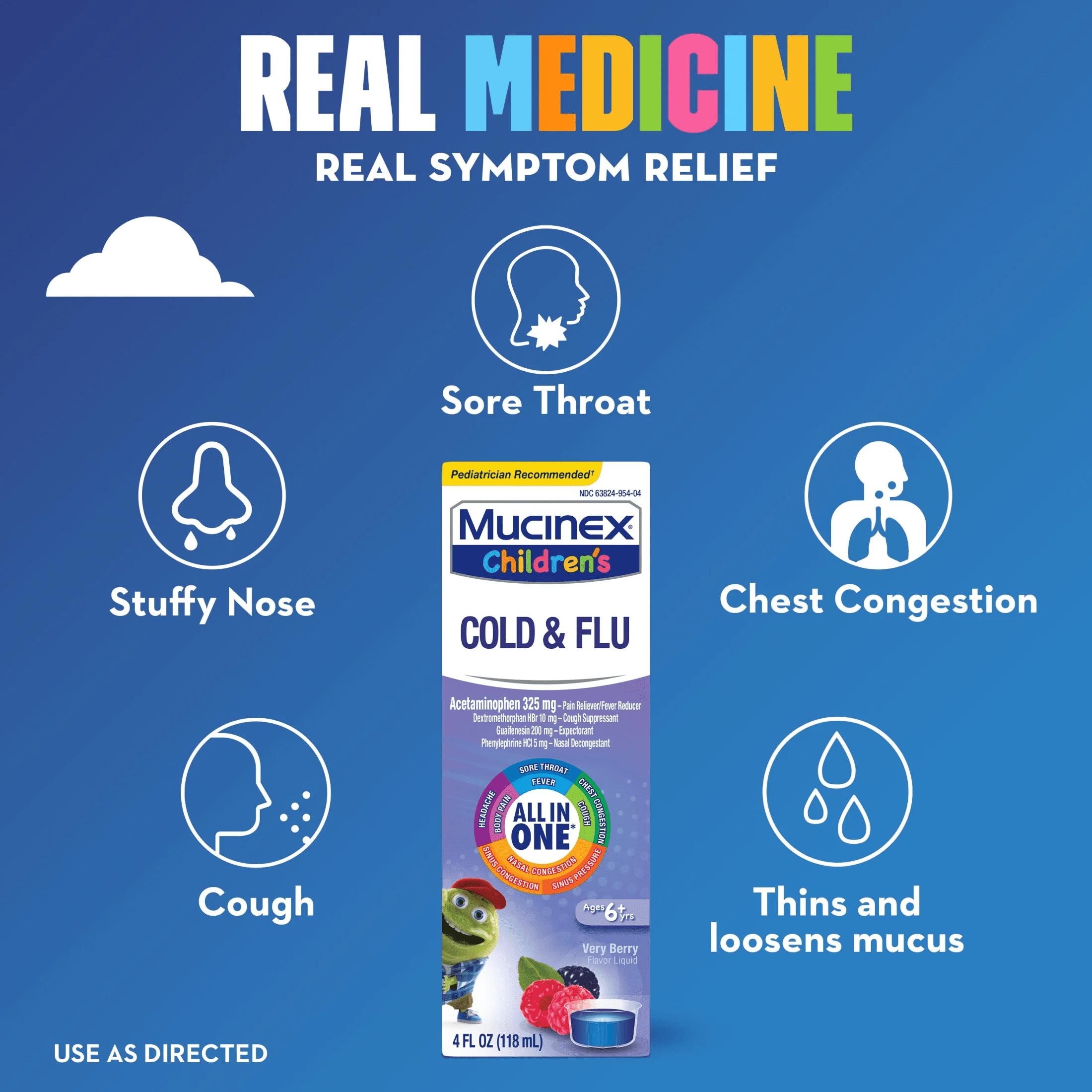 Children'S Cold and Flu Cough OTC Medicine for Kids, Very Berry Flavor Liquid, 4 Fl Oz - Image 2