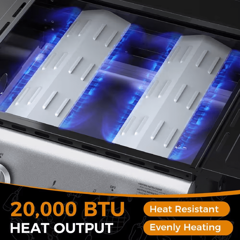 2 Burner Stainless Steel Portable Propane Gas Grill in Black - Image 2