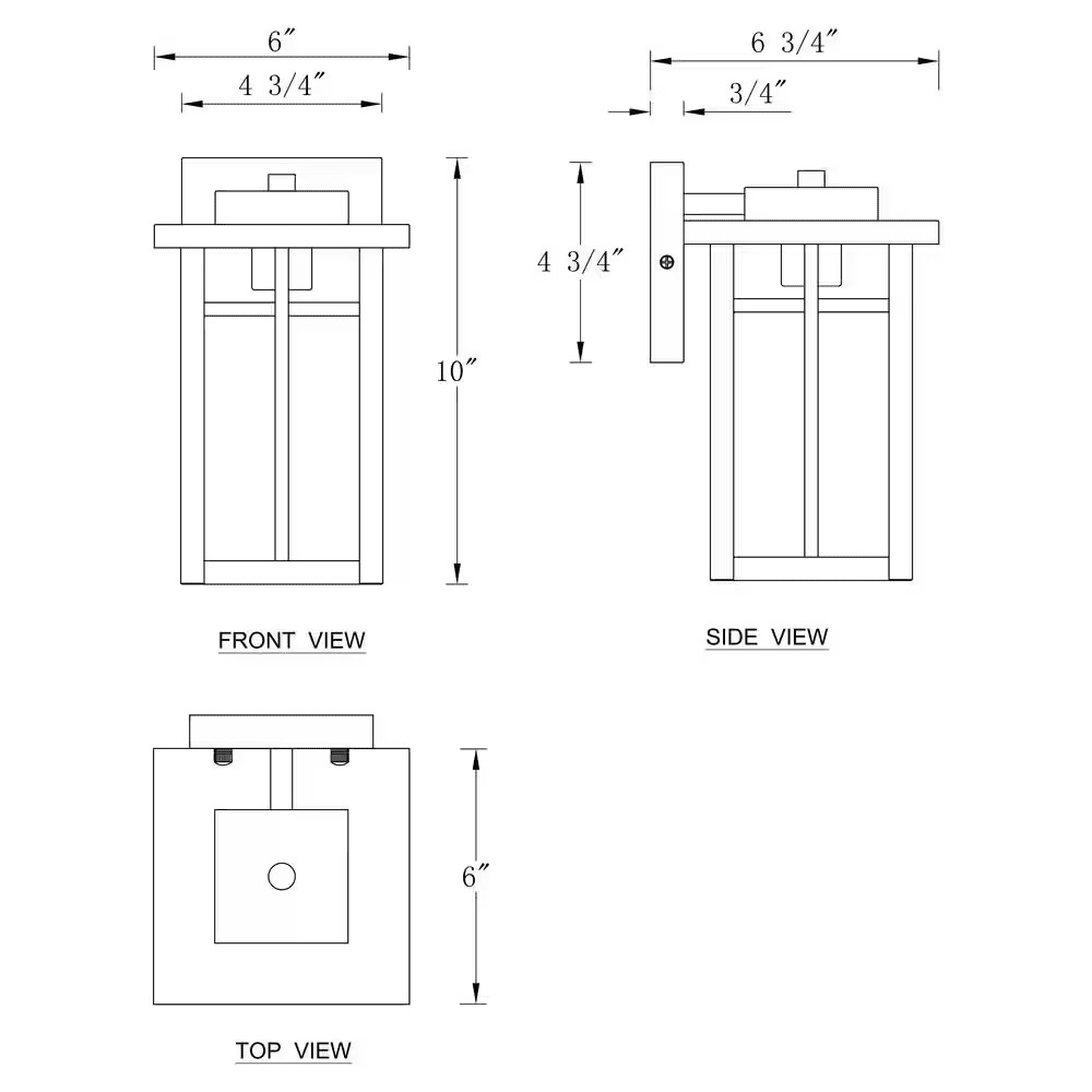 Matte Black Outdoor Hardwired Wall Lantern Sconces with Water Glass, No Bulbs Included (2-Pack) - Image 3