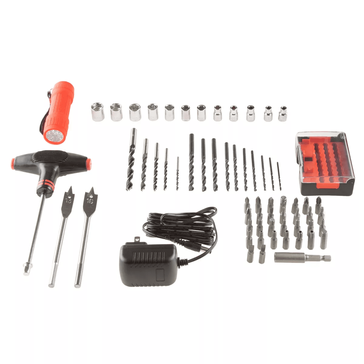 Stalwart 65PC Cordless Drill Set with Bits, Red - Image 9
