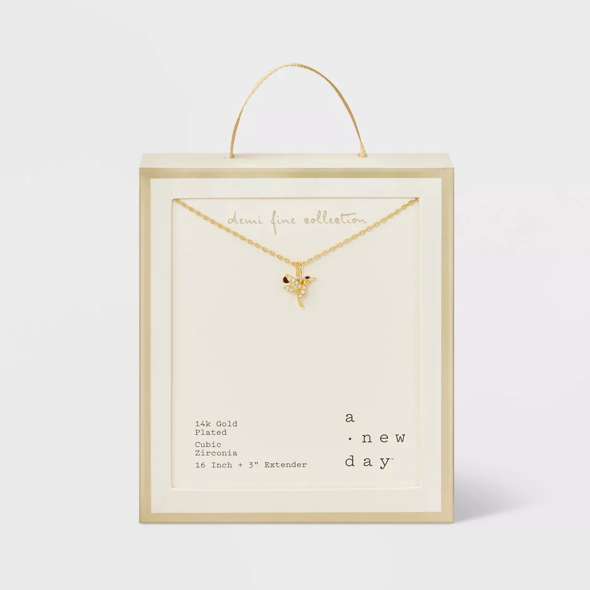 Cubic Zirconia 14K Gold Plated Pave Necklace with Extender - a New Day - Image 8