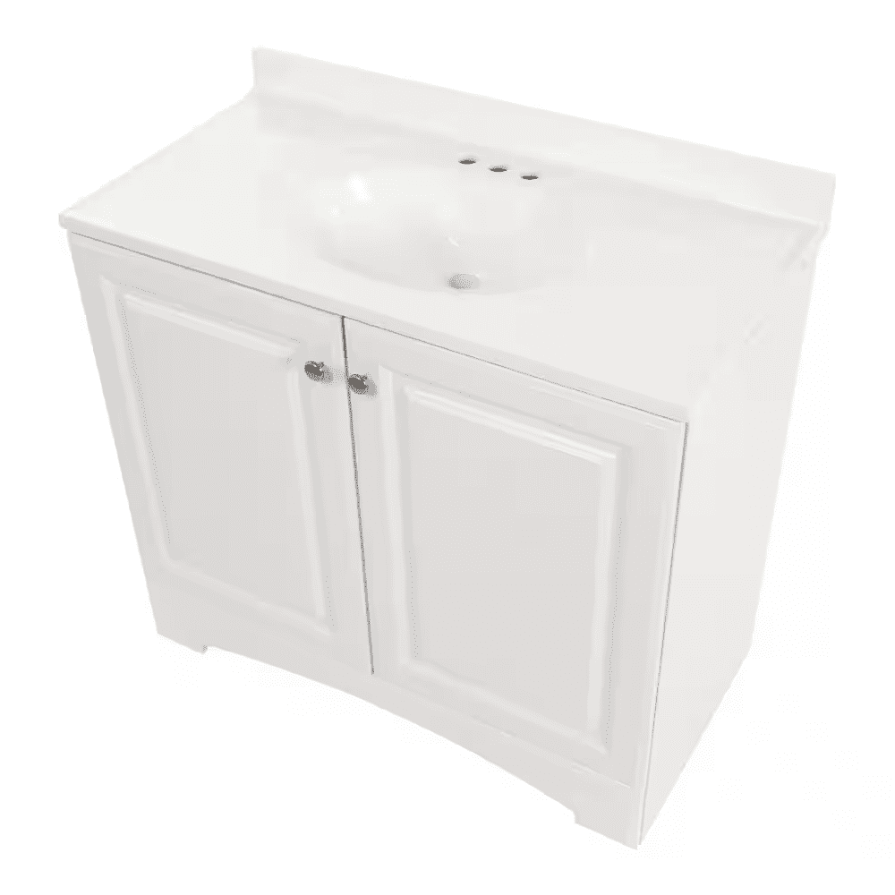 37 In. Single Sink White Bath Vanity with Cultured Marble Top (Assembled) - Image 11