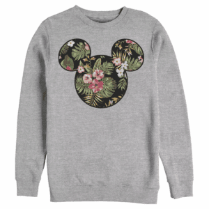 Men'S Mickey & Friends Floral Face Sweatshirt