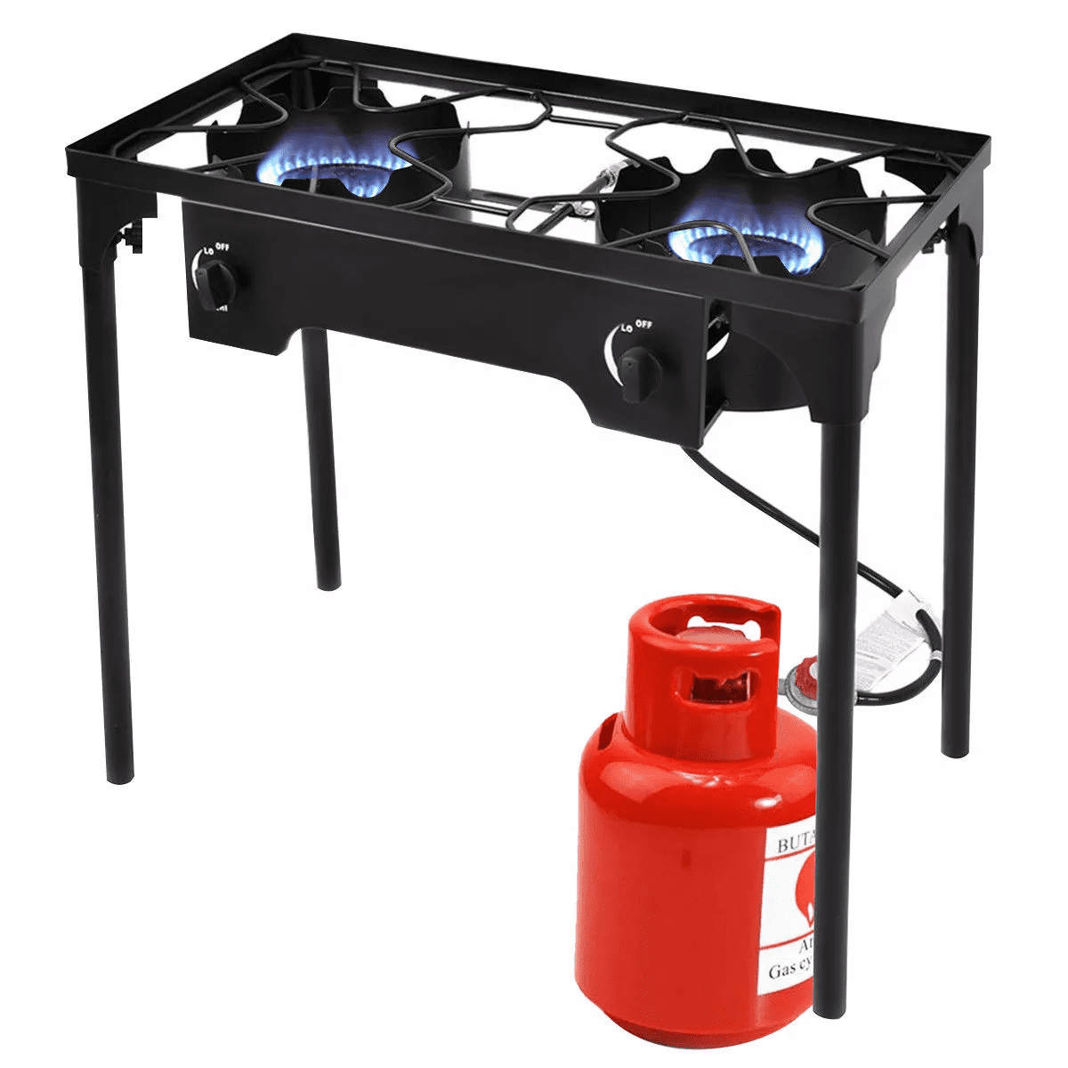 Costway Double Burner Gas Propane Cooker Outdoor Picnic Stove Stand BBQ Grill - Image 3