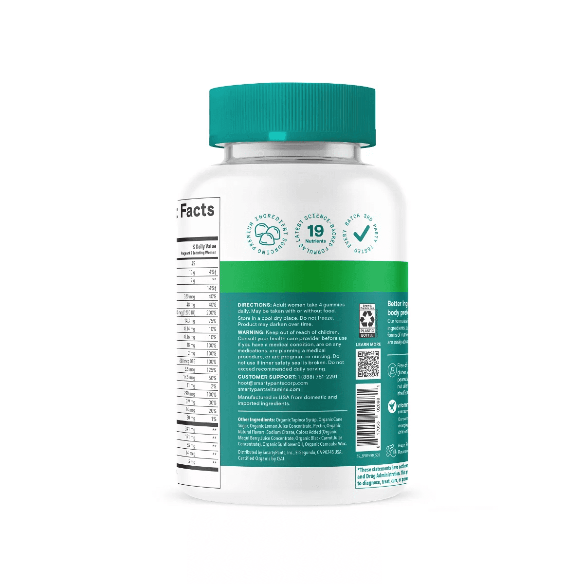 Smartypants Organic Prenatal Multi & Vegetarian Omega 3 & Folate Gummy Vitamins - 90 Ct - Image 9