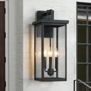 Trevot 3-Light 22.5 In. Large Black Outdoor Wall Lantern Sconce
