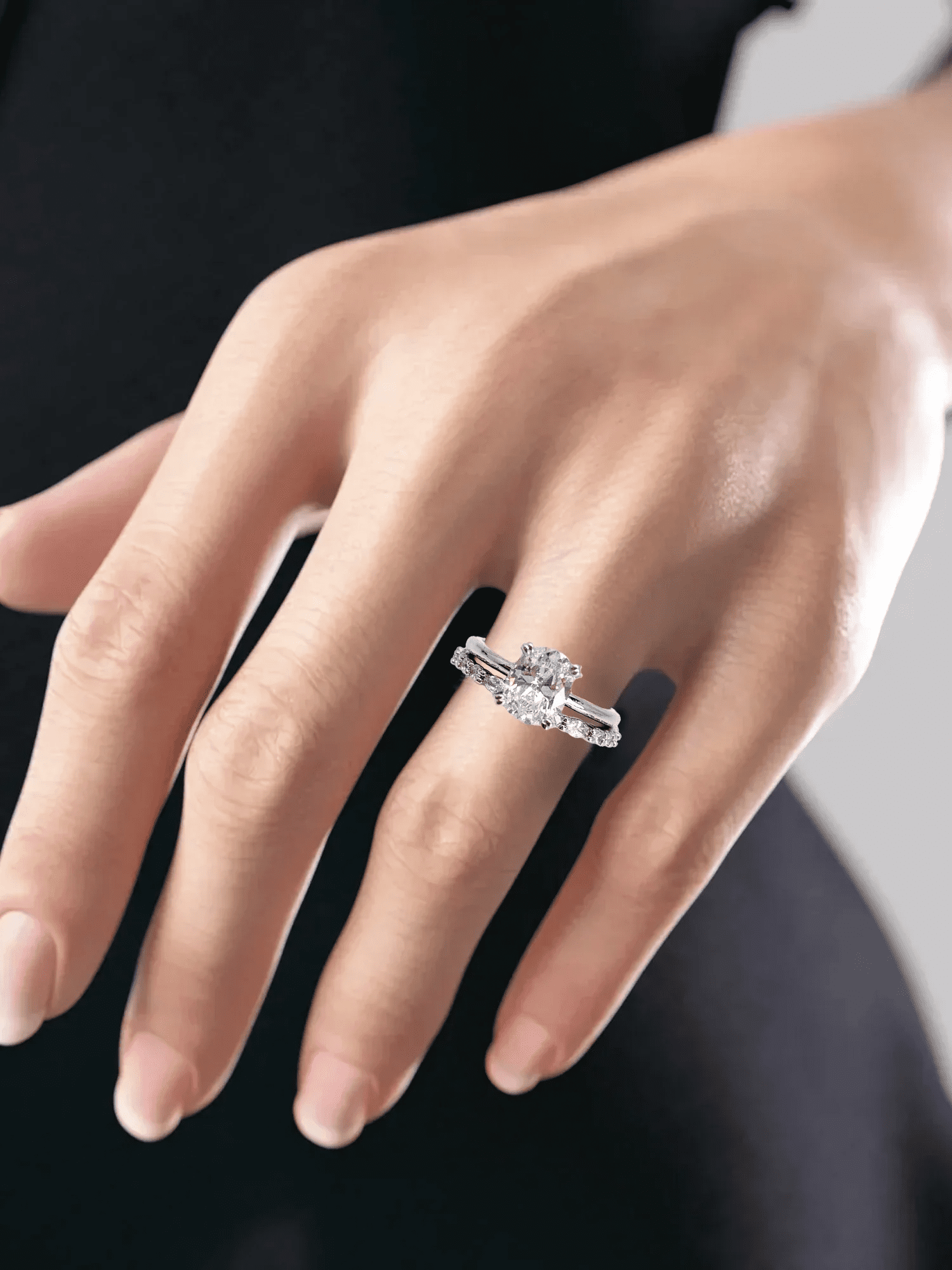 Believe in Brilliance Women'S Size 8 Fine Silver Plate Oval Bridal Ring Set with CZ Stones - Image 4