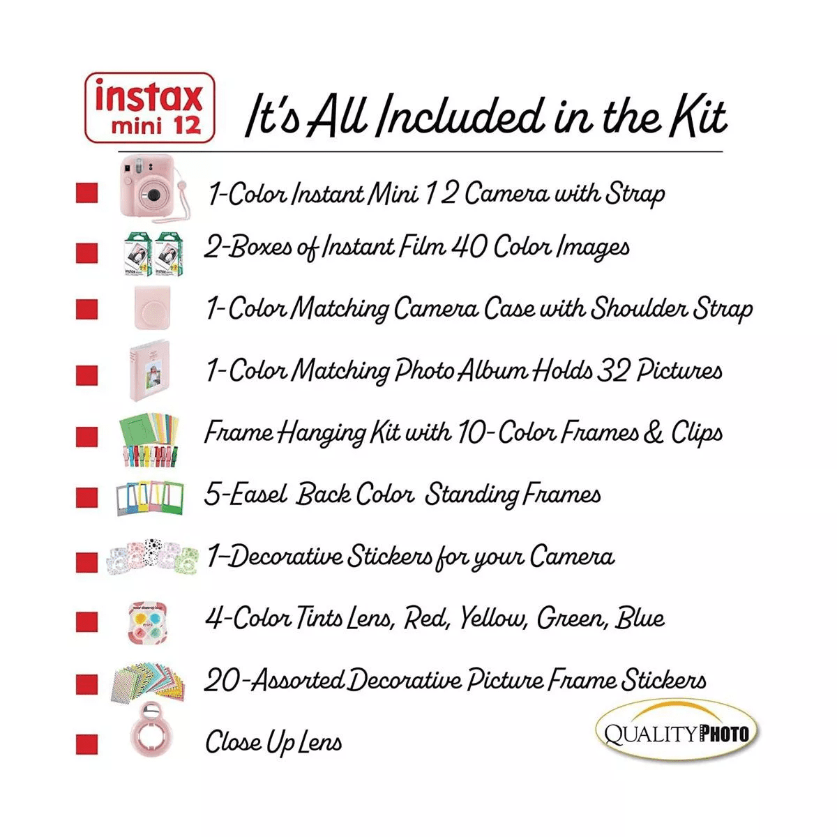 Fujifilm Instax Mini 12 Instant Camera with Case 40Fujifilm Prints Decoration Stickers Frames Photo Album and More Accessories - Image 3