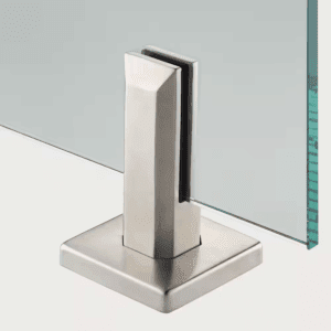 3.8 In. X 3.8 In. X 6.3 In. Silver Stainless Steel Square Baseplate Glass Railing Spigot for 1/2 In. Glass Thickness