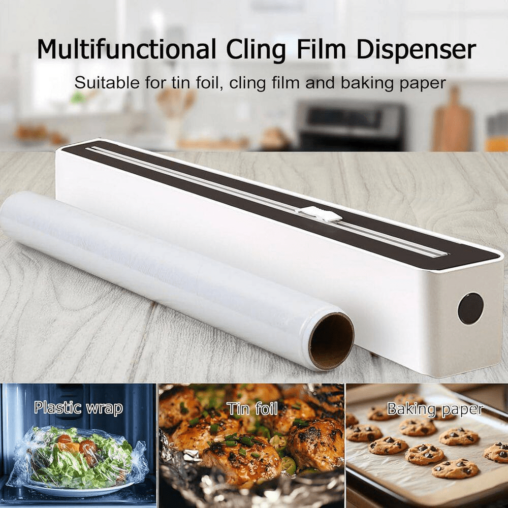 Multi-Purpose Wrap Dispenser with Cutter Fits 11.8 Wide 100 Ft. Long Duty Aluminum Foil Plastic Wrap Organizer Black - Image 7