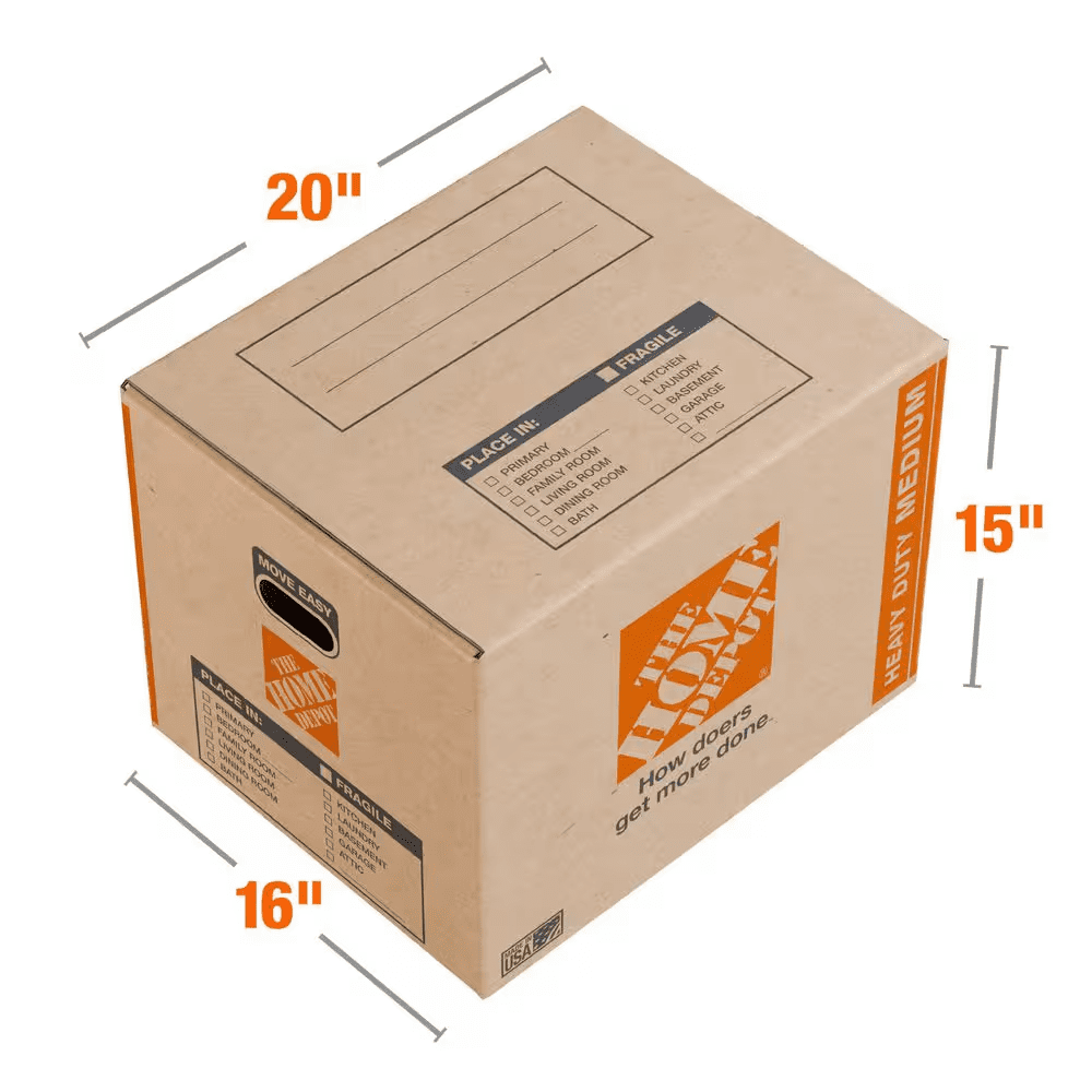 20 In. L X 16 In. W X 15 In. D Heavy-Duty Medium Moving Shipping and Packing Box with Handles (10-Pack) - Image 2