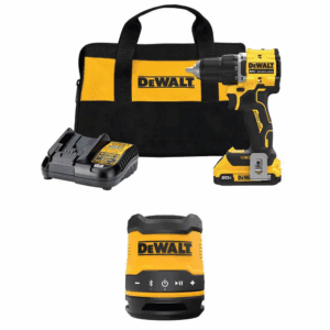 ATOMIC 20V Lithium-Ion Cordless Compact 1/2 In. Drill/Driver Kit and Bluetooth Speaker with 2Ah Battery, Charger and Bag