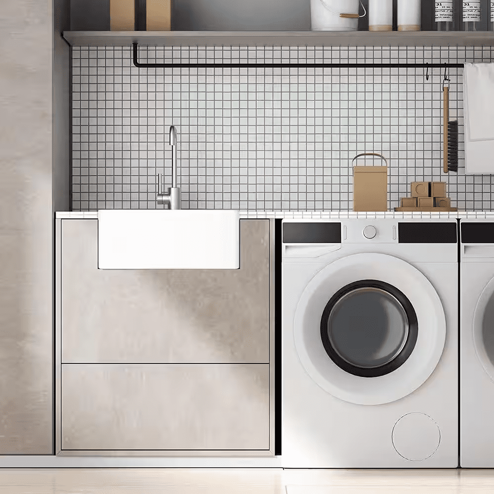 White Fireclay 24 In. L X 18 In. W Single Bowl Farmhouse Apron Kitchen Sink with Grid and Strainer - Image 9