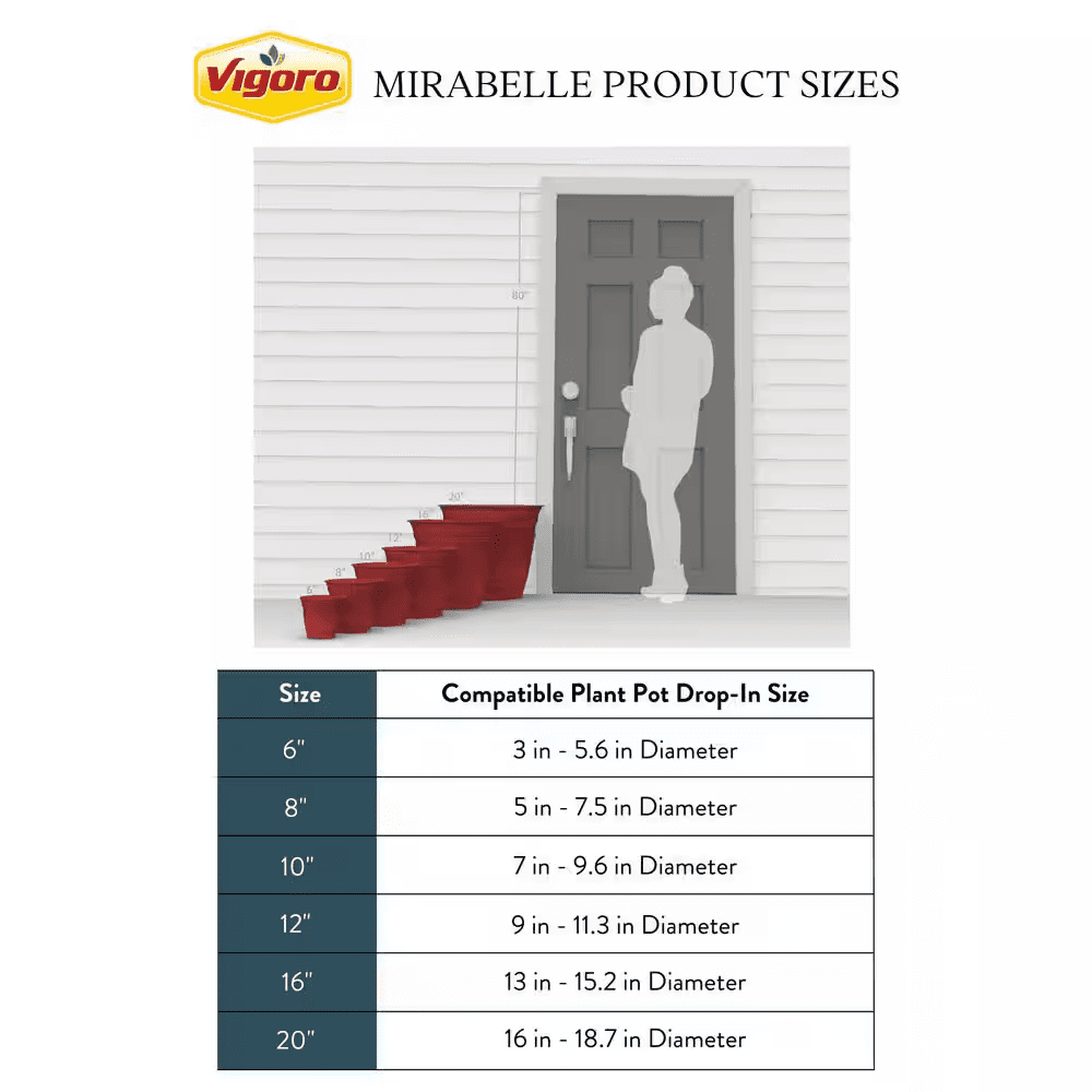 12 In. Mirabelle Medium Black Plastic Planter (12 In. D X 10.5 In. H) with Drainage Hole and Attached Saucer - Image 6