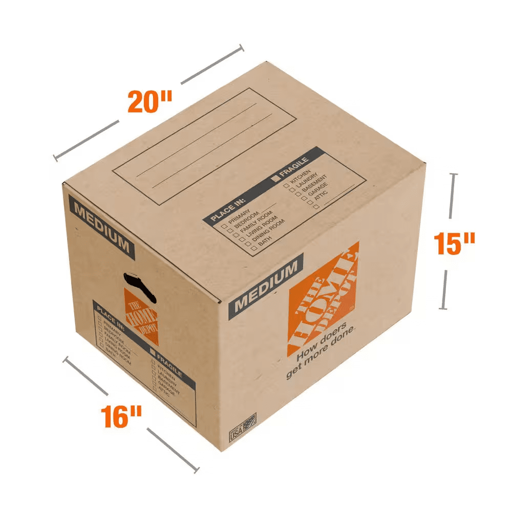 20 In. L X 16 In. W X 15 In. D Medium Moving Shipping and Packing Box with Handles - Image 2