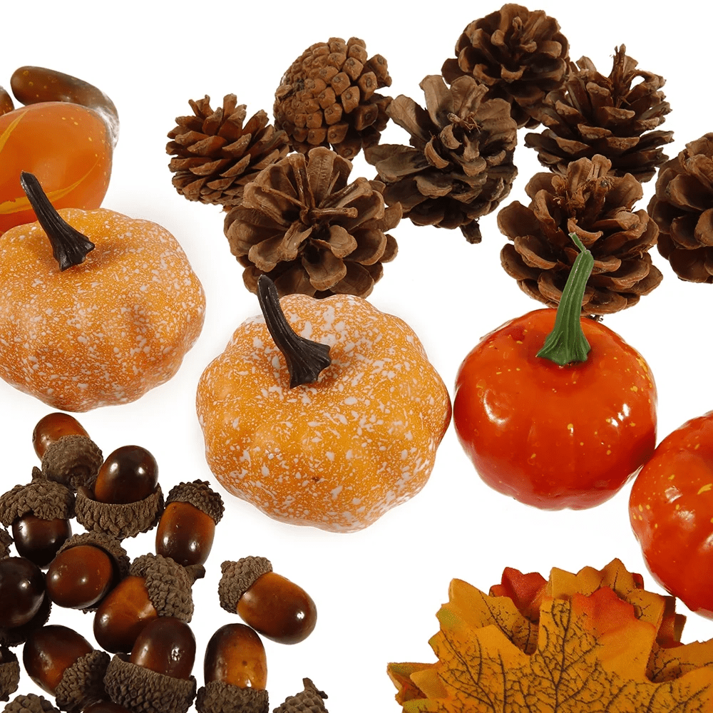 NO Autumn Thanksgiving and Halloween Artificial Pumpkins Gourds Cones, Set of 50 - Image 5