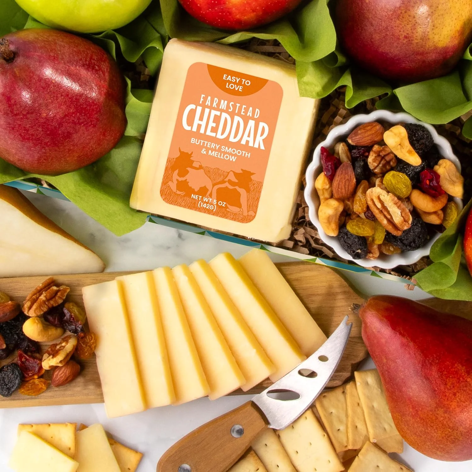 Classic Fresh Fruit Basket Gift with Crackers, Cheese and Nuts for Holiday, Thank You, Birthday, Get Well, Anniversary, Corporate - Image 3