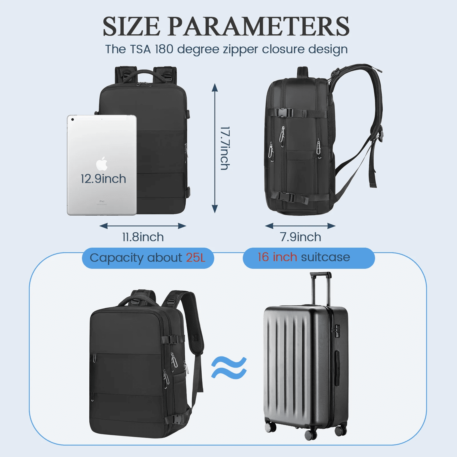 Travel Backpack for Women with USB Charging Port, Tsa-Approved Laptop Backpack, Lightweight Carry on Backpack Fit 15.6” Laptop for Weekend Trips, Business Travel & Hiking, Black - Image 2