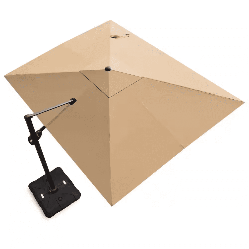 11 Ft. X 9 Ft. Rectangular Outdoor Cantilever Patio Umbrella in Tan Brown with 260 Lbs. Base Stand - Image 2