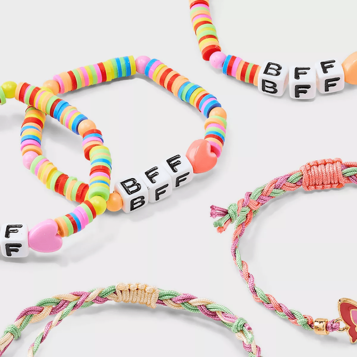 Girls' 5Pk BFF Friendship with Butterflies Bracelet Set - Cat & Jack™️: Beaded Stretch, Pull-On Closure - Image 3