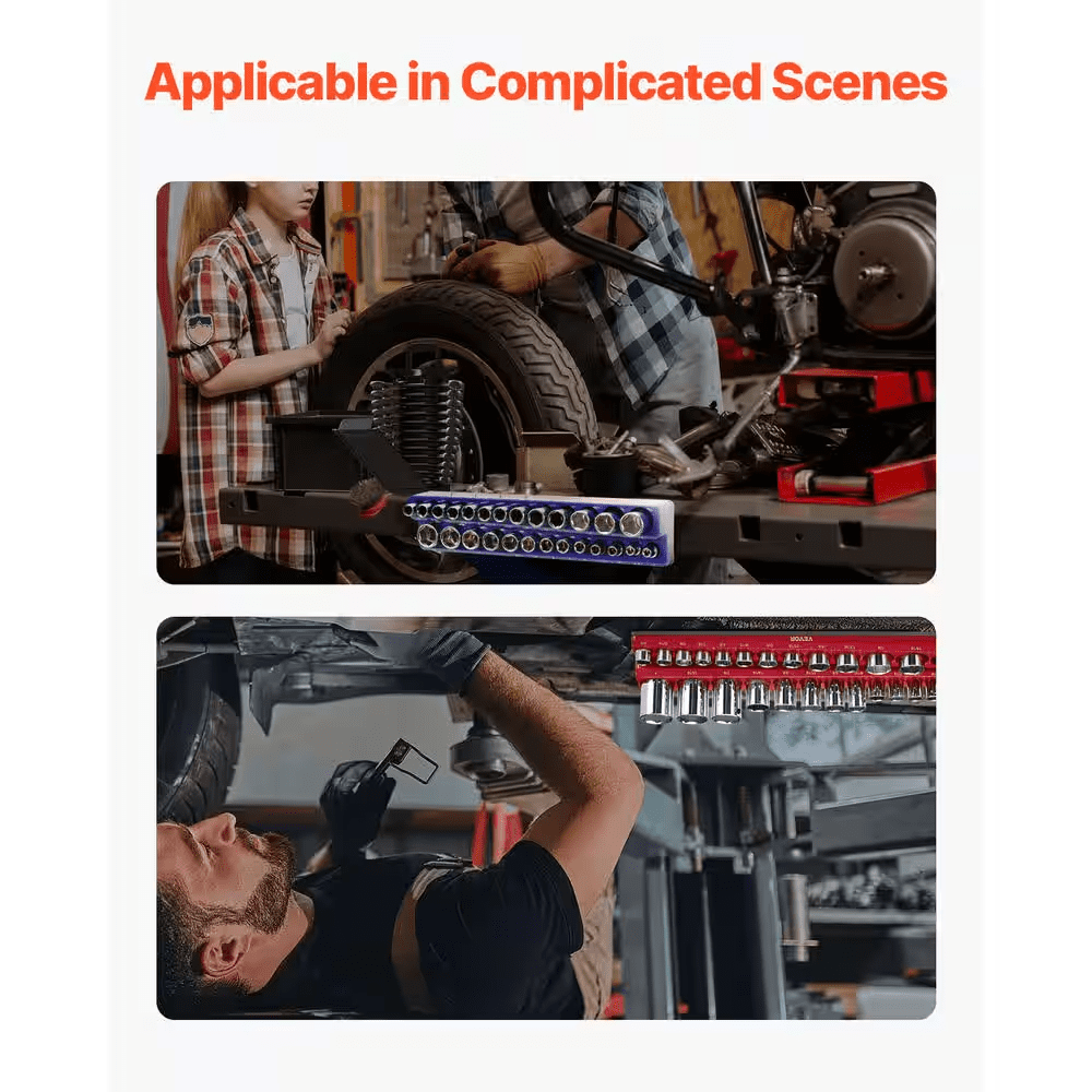 Magnetic Socket Organizer Set, 4-Pieces Magnetic Socket Holder, 1/4 In. and 3/8 In. Metric SAE Socket Trays - Image 6