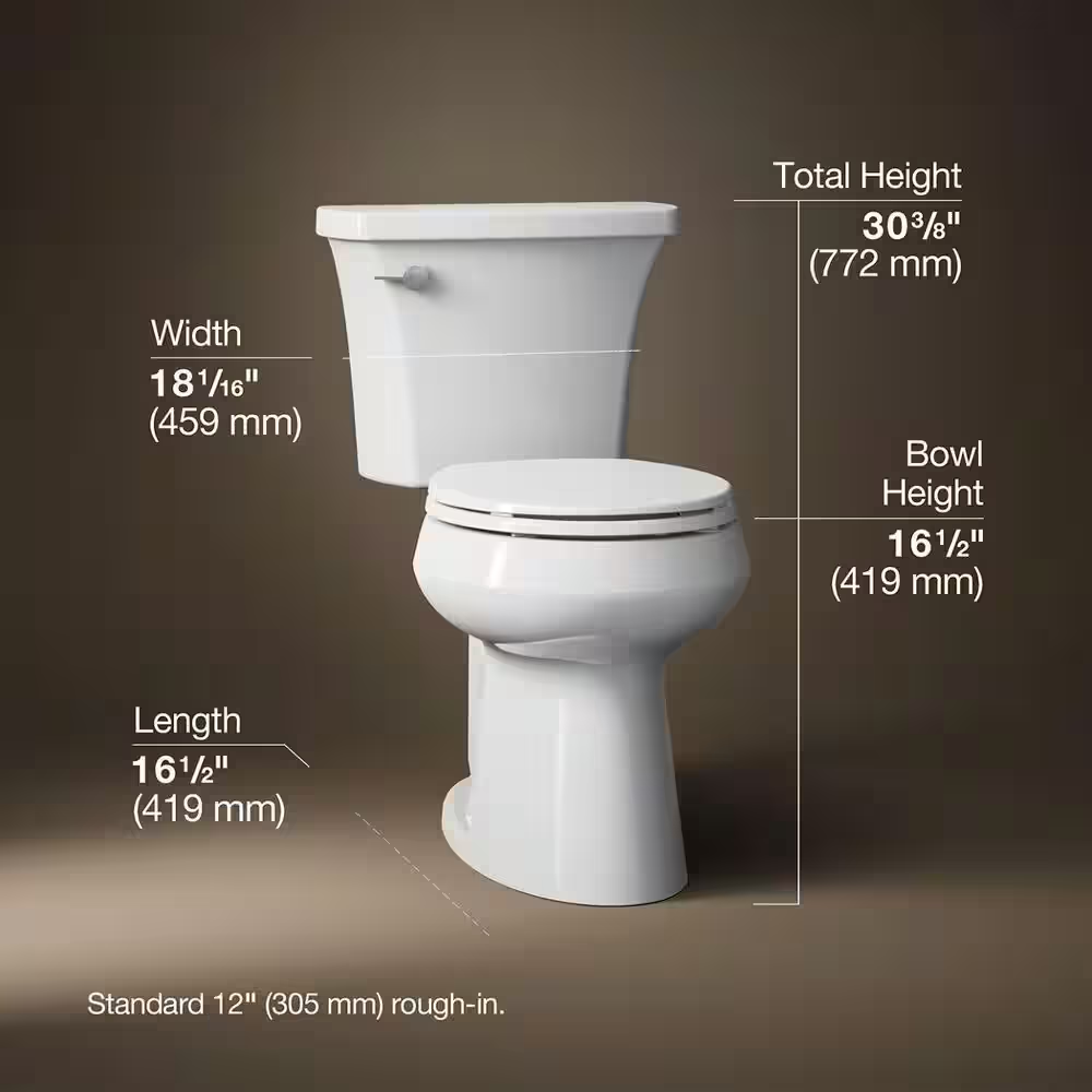Highline Arc 12 In. Rough in 2-Piece 1.28 GFP Single Flush round Chair Height Toilet in White with Soft Close Seat - Image 3