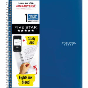 Five Star 1 Subject 100Pg College Ruled Spiral Notebook (Colors May Vary): School Supplies, Perforated, 3 Hole Punched