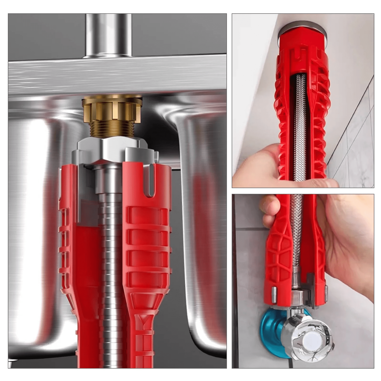 6-Piece Sink Wrench Set, 8-In-1 Sink and Bathroom Faucet Wrench, Adjustable Wrench with Wide Jaws and Short Handle, 10-70 Mm, Universal Plumbing Tool, Suitable for Sink Basins, Pipes, and Nut Removal - Image 9