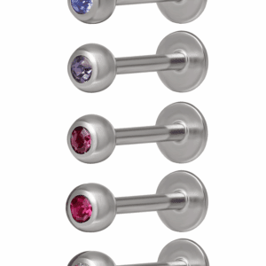 Women'S 18 Gauge Assorted Crystal Labret/Monroe, 5 Pack